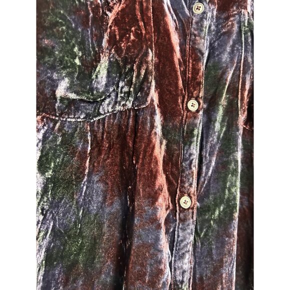 Kyla Seo Raeli Shirt Velvet Top in Deep Camo Tie Dye - Sz S - NWT - Picture 3 of 8